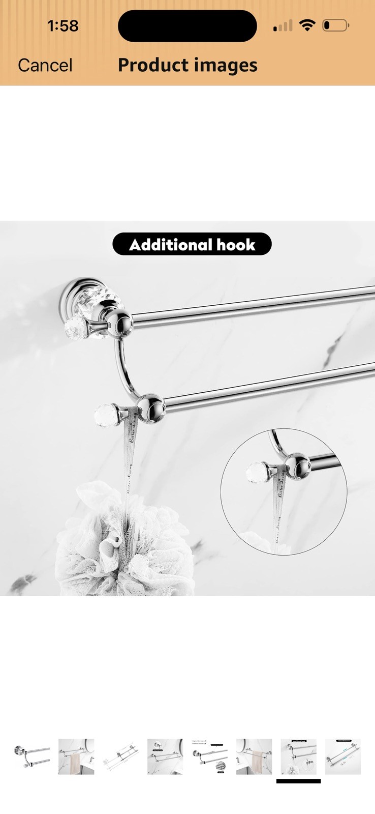 Wincase Chrome Towel Bar Adjustable Double Towel Holder Silver Crystal Bathroom