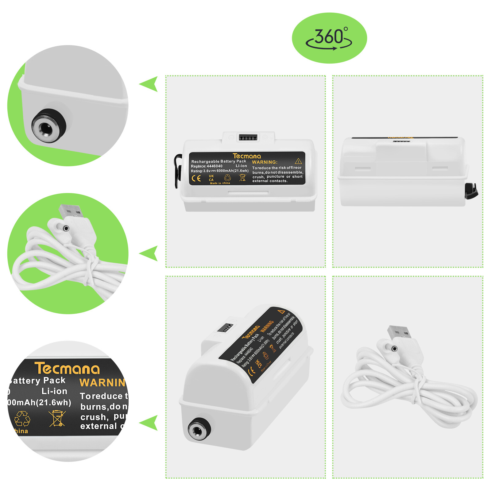 6000mAh 3.6V Li-Ion 4446040 Battery for iRobot Braava Jet 240 241 244 245