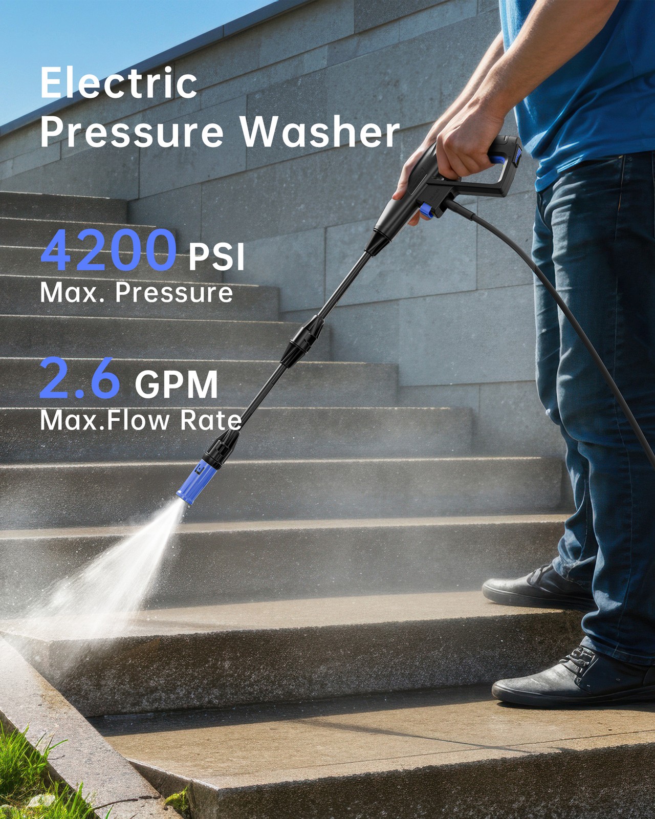 Electric Pressure Washer 4500PSI High Pressure Cleaning Machine with Hose Nozzle