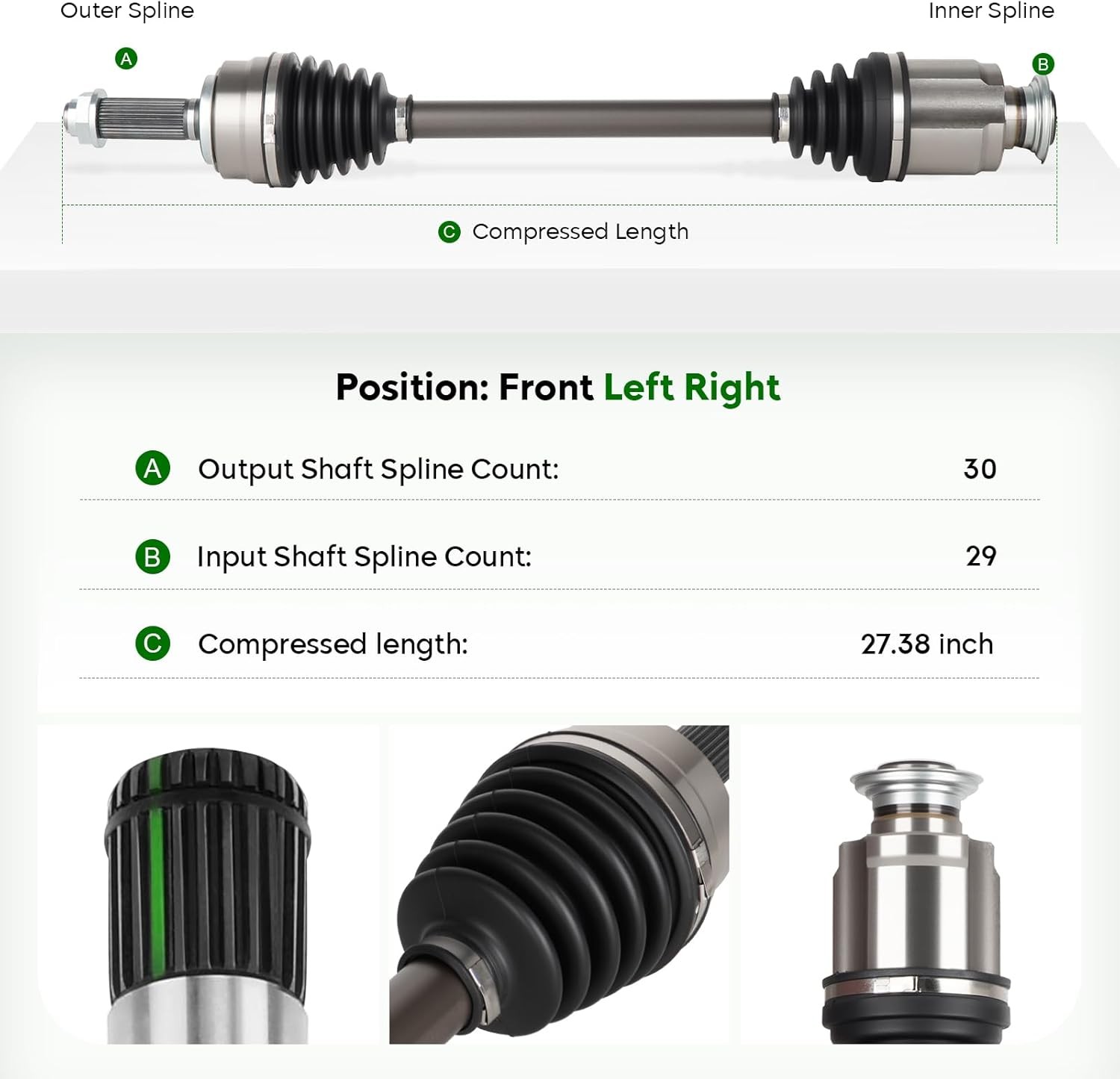 Front Right Passenger Side CV Axle Shaft Assembly Fit for Honda Pilot V6 3.5L…
