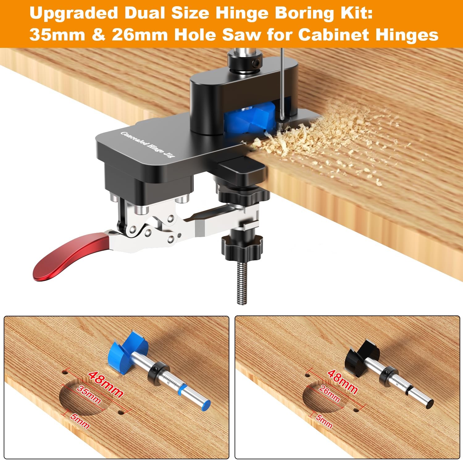 Concealed Hinge Jig, 26mm & 35mm Metal Cabinet door Hinge Jig Hole Drilling w…