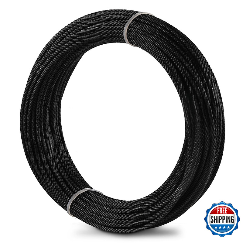 Steel Dn Mate 100Ft Black Wire Rope 1/8 Stainless Steel Cable For Deck Cable