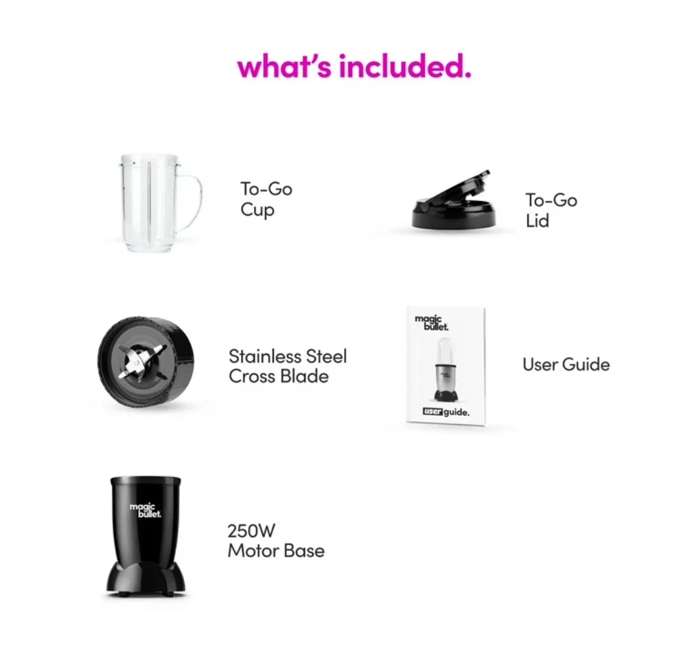 Magic Bullet 4 Piece Personal Blender MBR-0401WM, Black