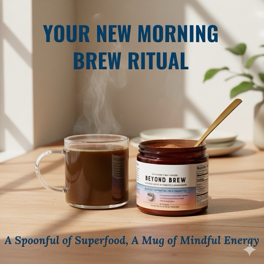 4-PACK CARAMEL Beyond Brew Mushroom Coffee 7-in-1 Cacao Energy/focus/Gut/Mental!