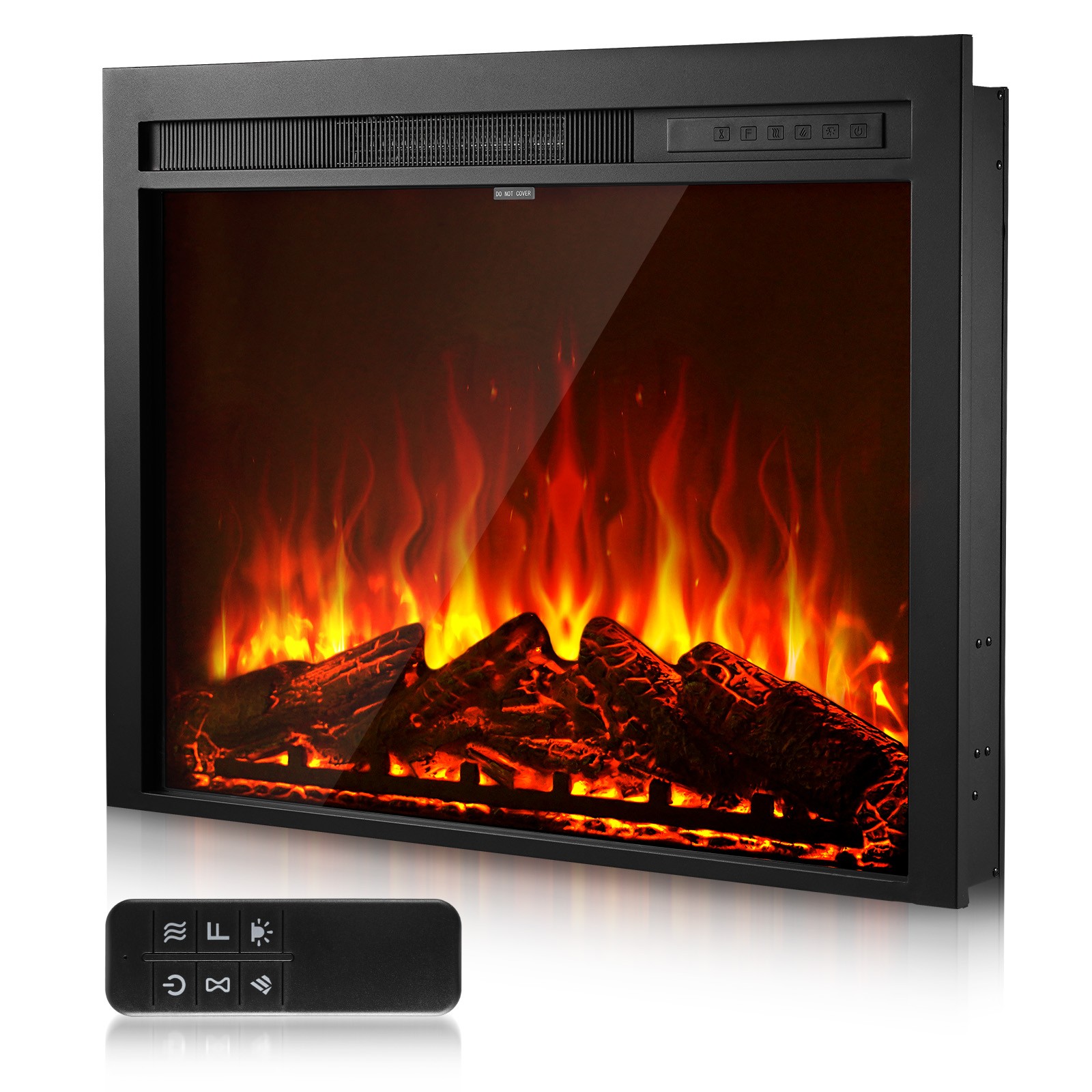 VEVOR 35in Electric Fireplace Insert Wall Recessed Heater 750W 1500W Remote