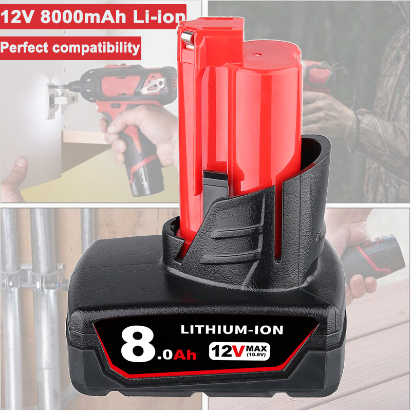 8.0Ah Battery For Milwaukee for M12 LITHIUM Extended Capacity 48-11-2460 8000mAh