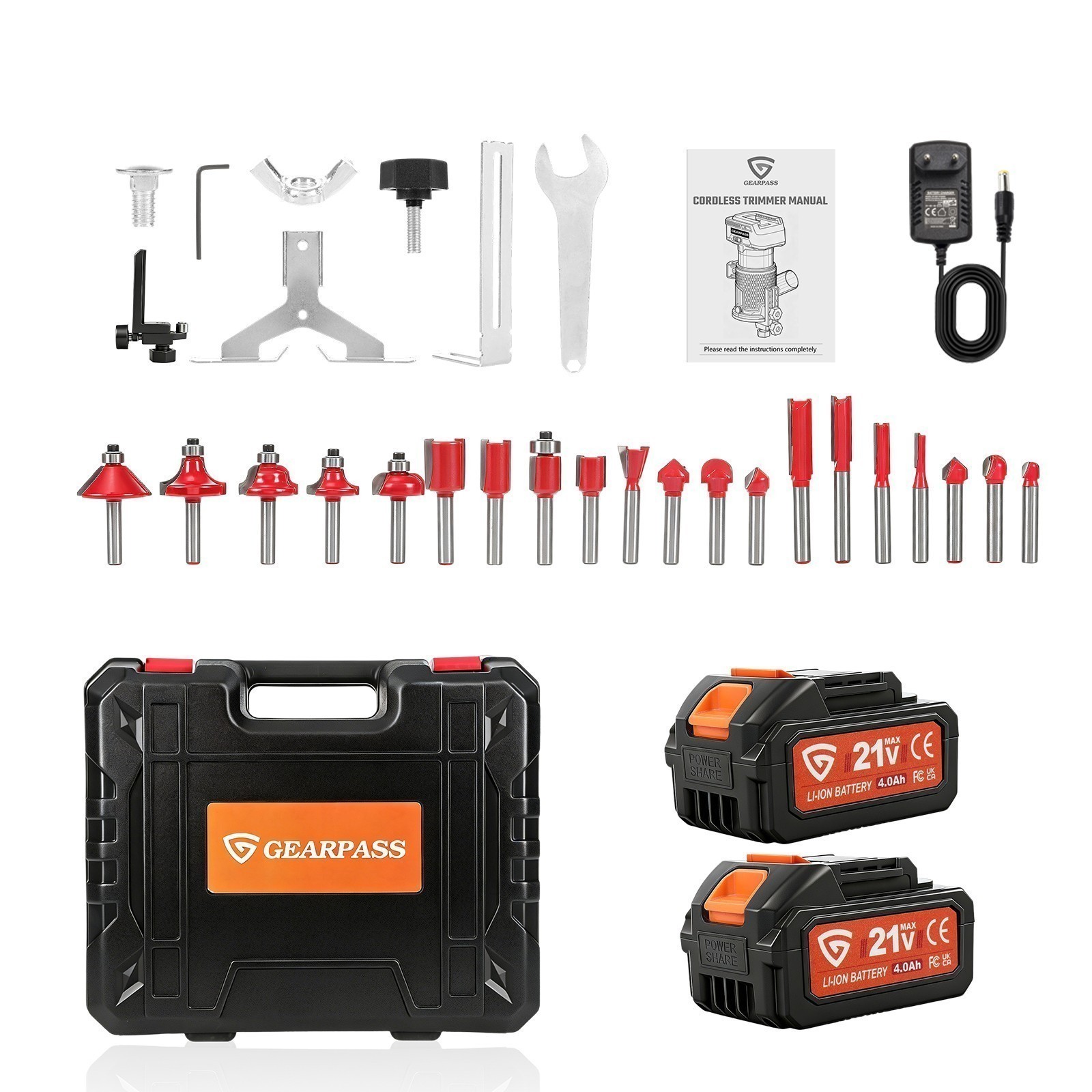 Upgraded 21V Brushless Compact Cordless Wood Router Tool 6 Speeds 2x 21V