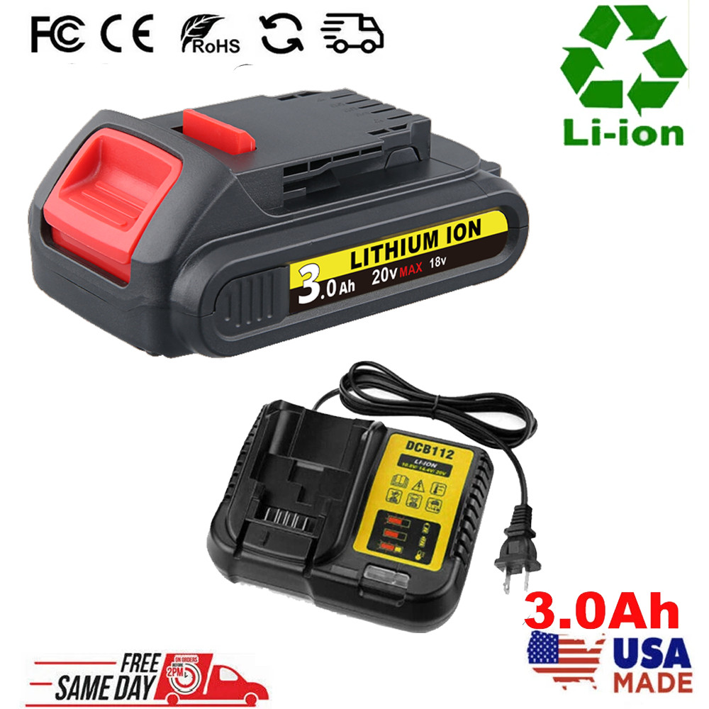 2 pack 20V For DeWALT Max XR Lithium Ion DCB201 DCB203 DCB207 Battery / Charger
