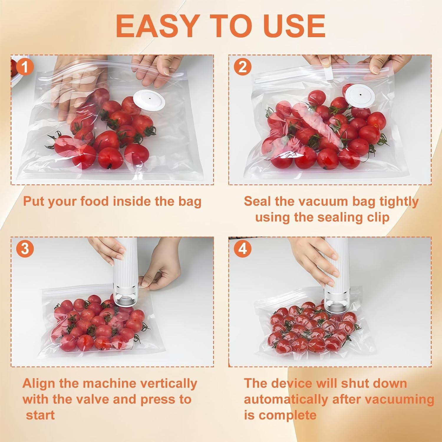Handheld Vacuum Sealer, Detachable & Easy to Clean, Includes 30 Reusable Bags,