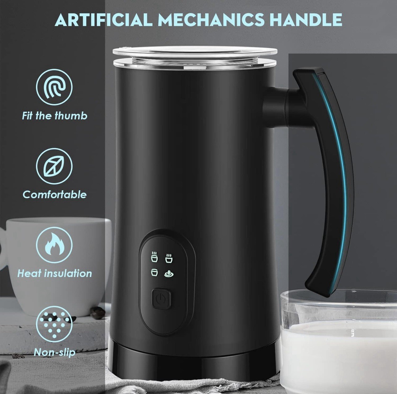 Electric Milk Frother Steamer 350ml Auto Warm And Cold Foam Maker For Coffee