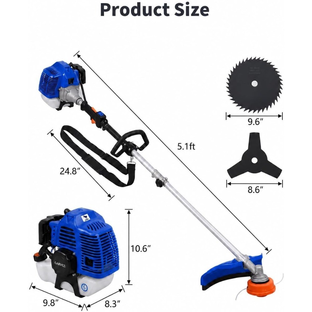 43cc/52cc Gas Powered Weed Wacker,3-in-1 Gas Weed Eater w/String Trimmer For Law