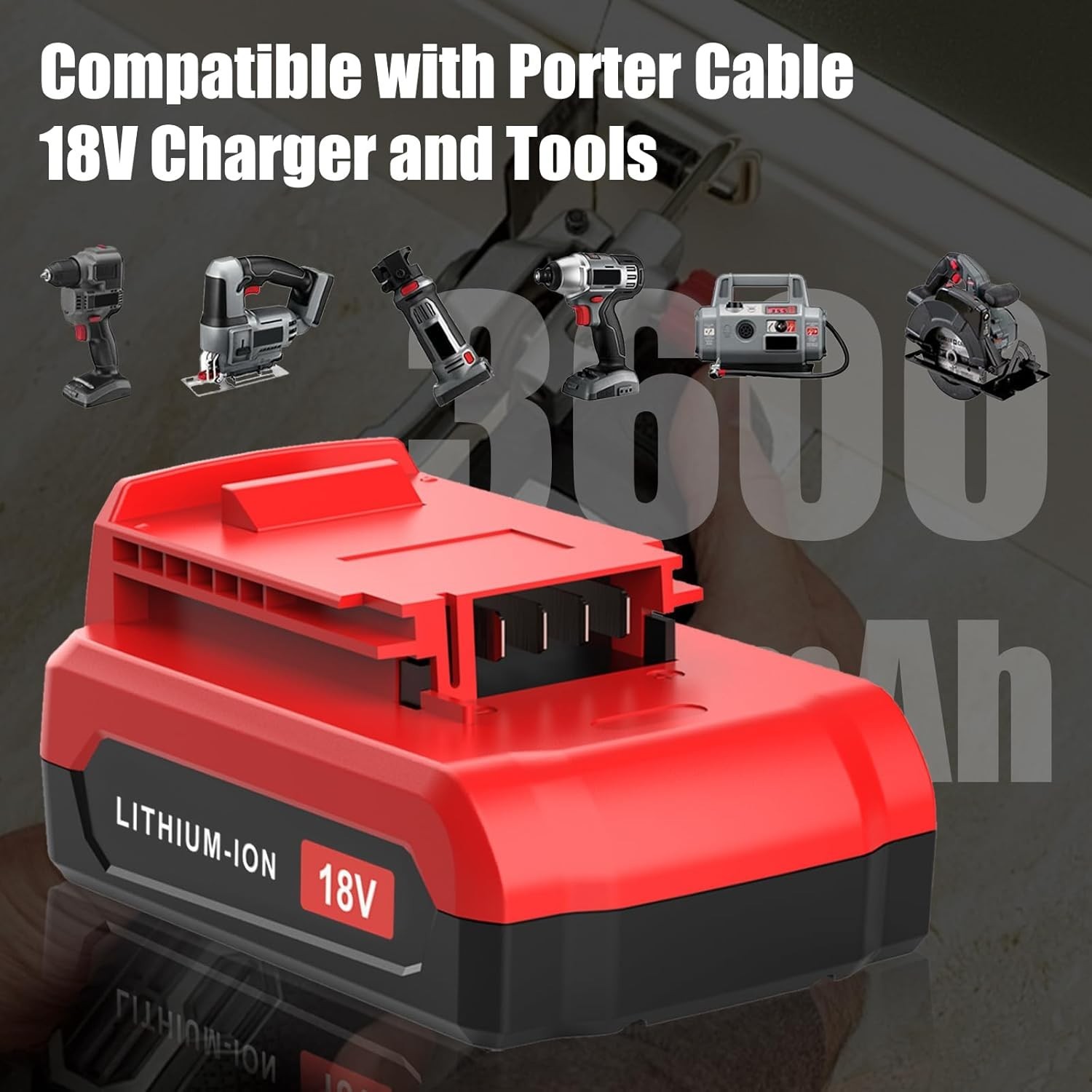 2Pack 18V 8.0Ah Lithium Battery for Porter Cable 18V PC18BLX PC18BL OR Charger