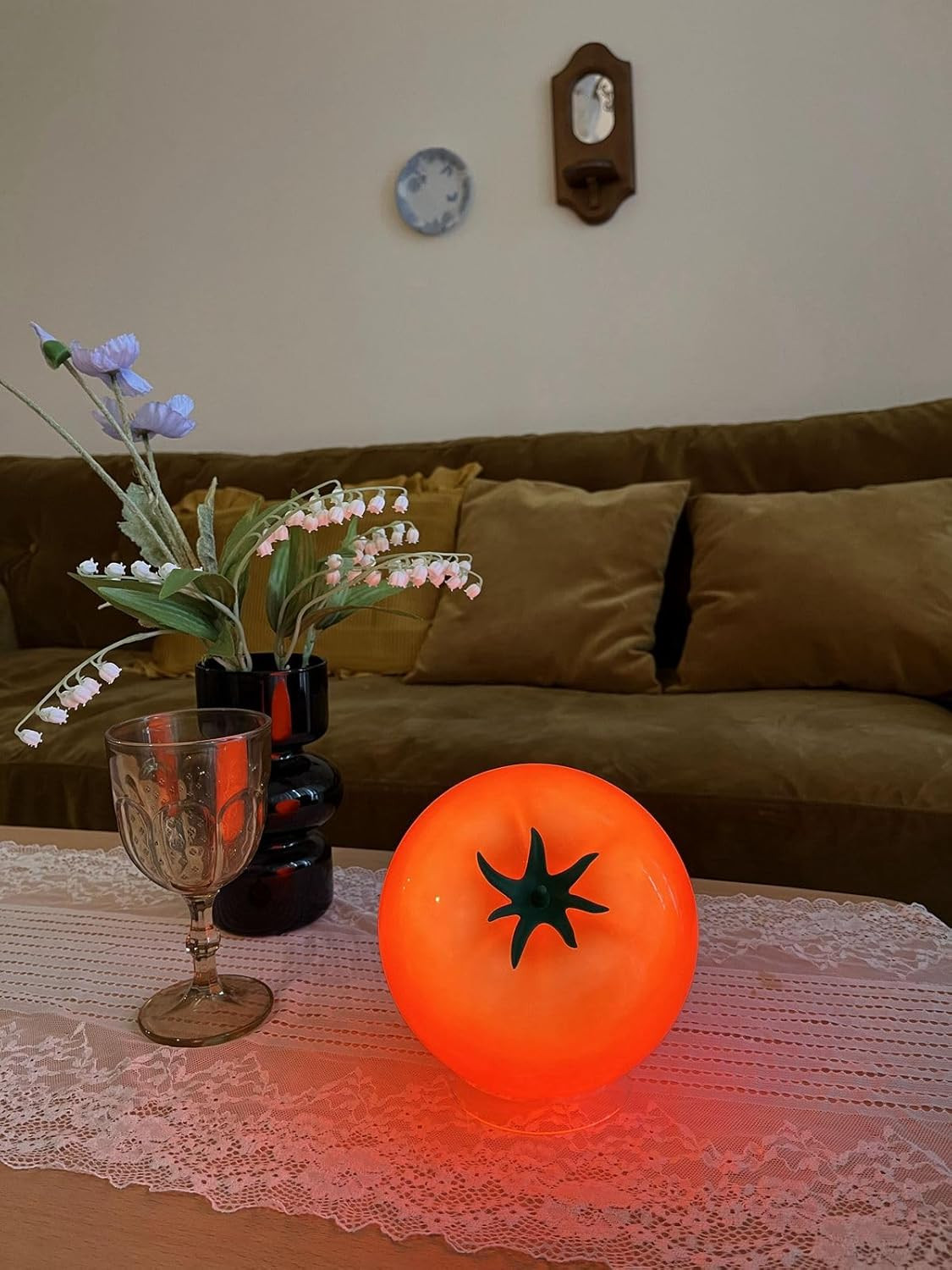 Cute Table Lamp for Bedroom Kitchen 6.1 inches in diameter, Red