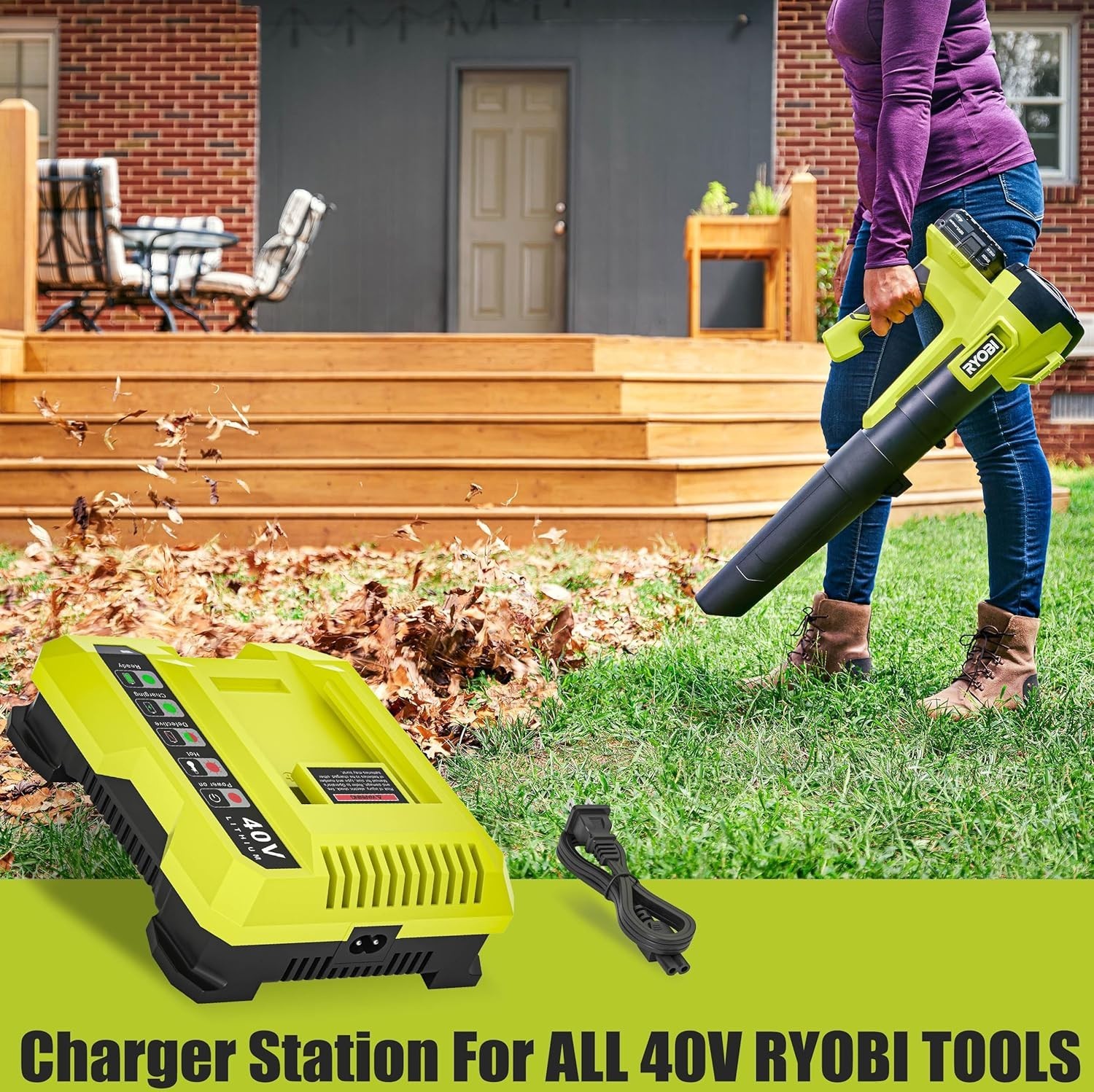 40V Rapid Charger for Ryobi OP401S OP406A OP404 OP401 Battery Replacement