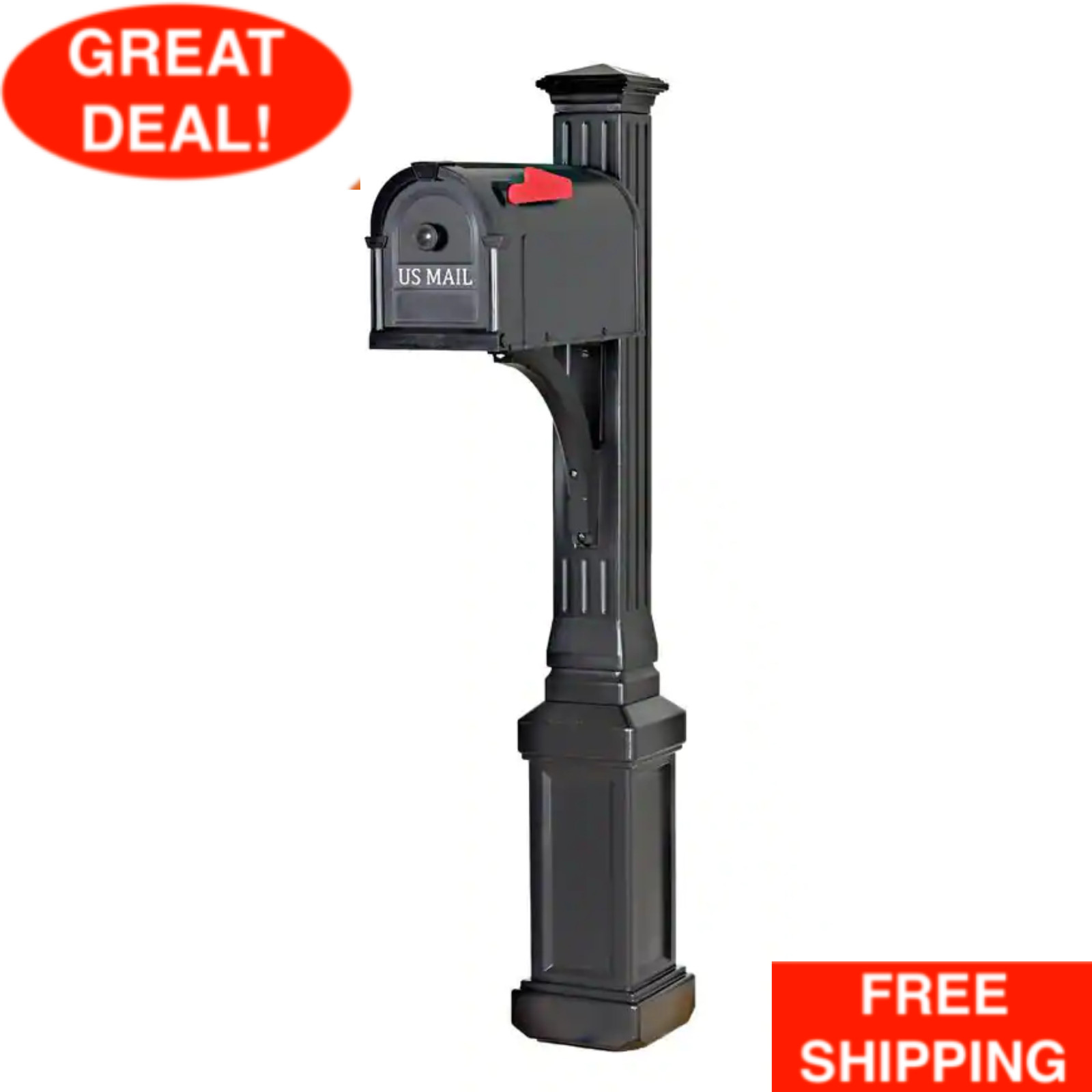 Lexington Mailbox And Post Kit 3.5 in x 3.5 in x 72 in Non-Locking Vinyl Black