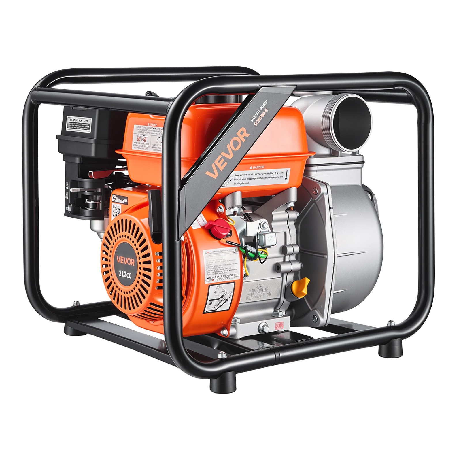 VEVOR Gas Powered Water Pump 3 in Semi Trash Water Transfer Pump 264 GPM 7HP
