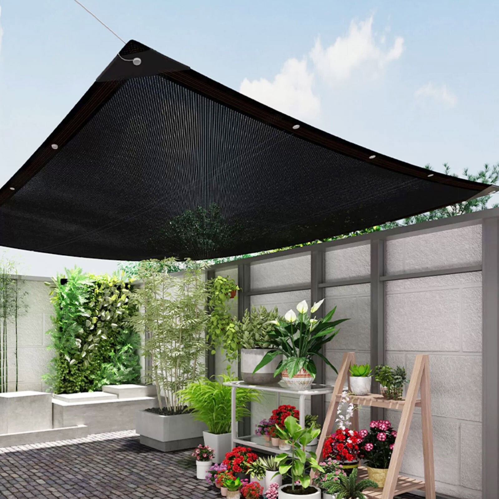 90% Black Sunblock Shade Cloth Taped Edge w/ Grommets UV Resistant Shade Net US