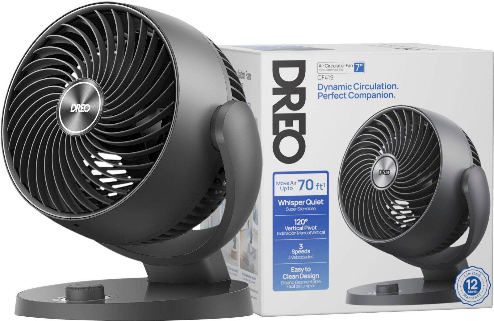 DREO – 70ft Powerful Airflow, 28db Quiet Table Air Circulator Fans for Whole …