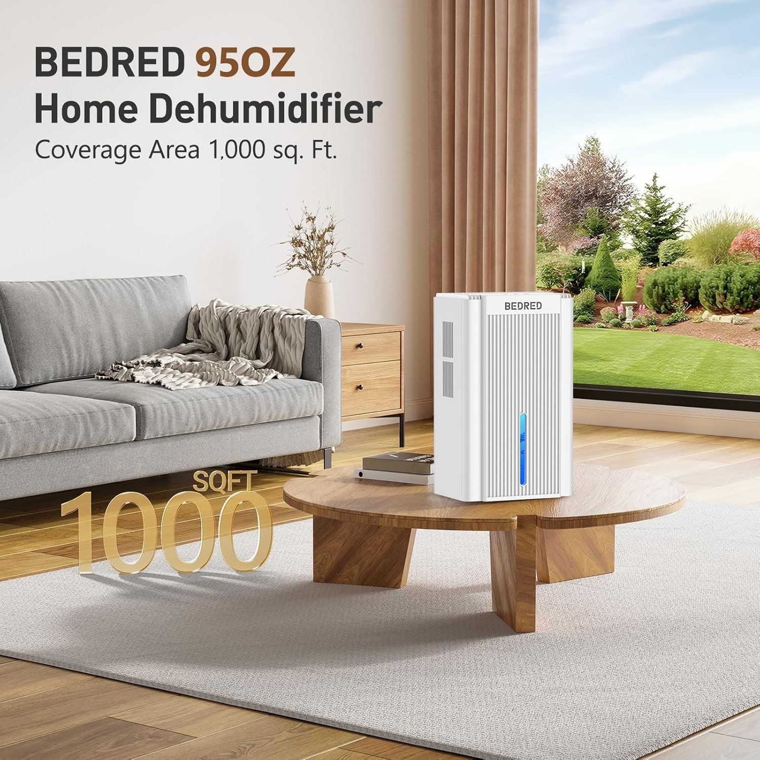 Dehumidifier, 95OZ Dehumidifier for Home 1000 Sq.Ft – Quiet with Auto Shut Off &