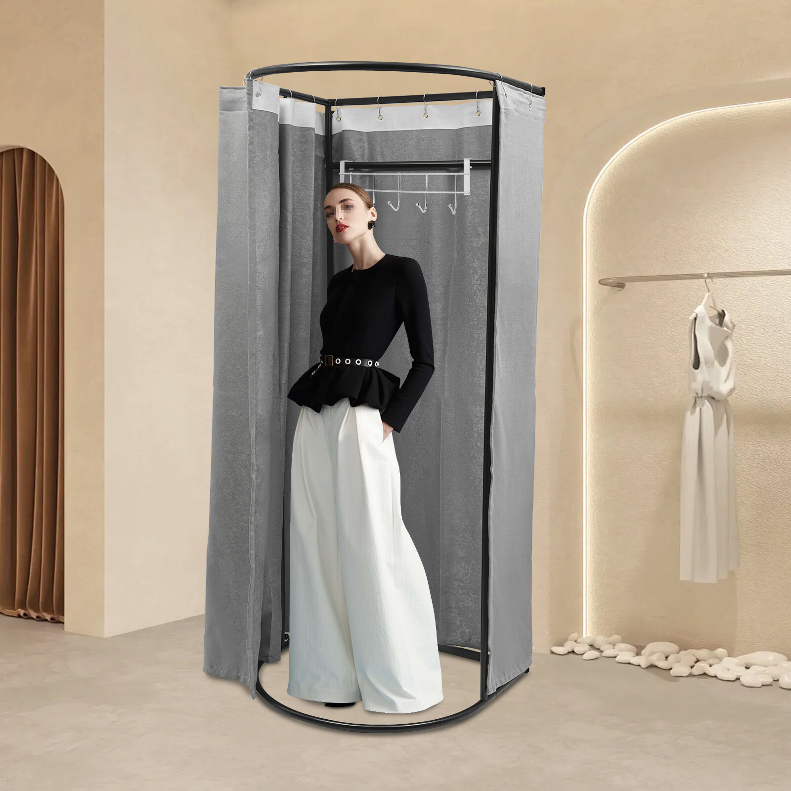 Freestanding Changing Room Clothing Store Fitting Room Dressing Room 85*80*200cm