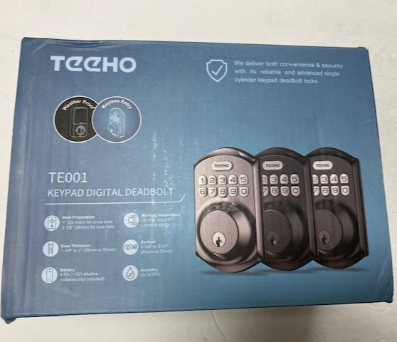 Teeho Keypad Digital Deadbolt, Smart Lock Keyless Entry, Weatherproof, TE001