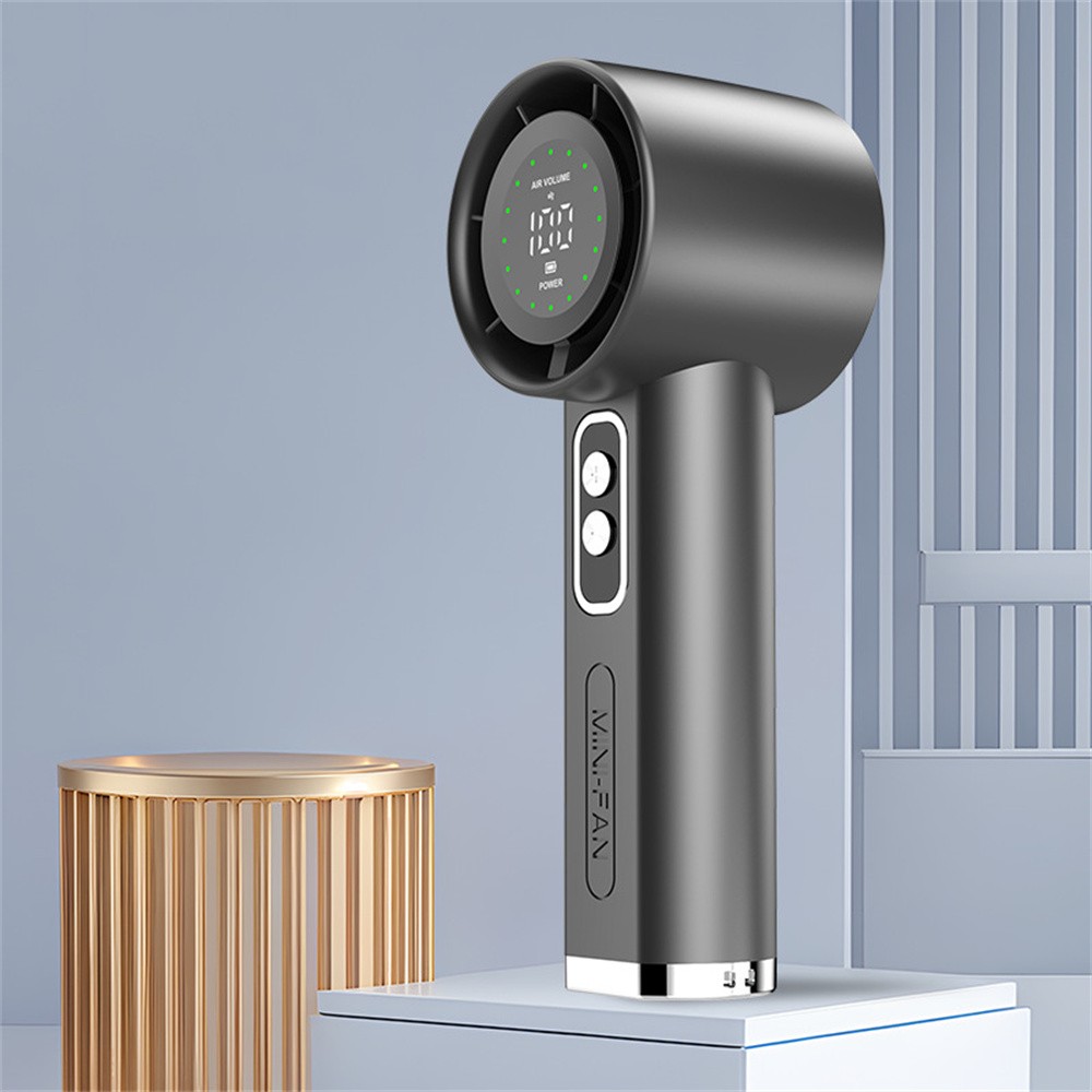 Stepless Speed Handheld Fan, LED Display USB Rechargeable for Office Travel
