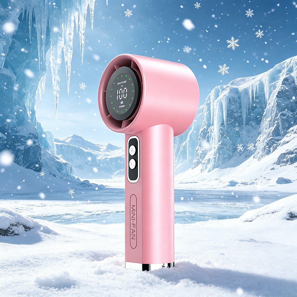 Stepless Speed Handheld Fan, LED Display USB Rechargeable for Office Travel