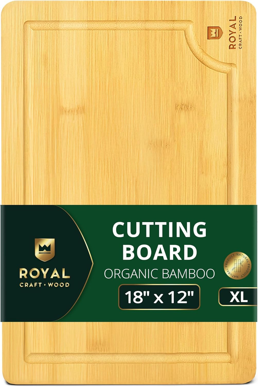 bamboo cutting board with juice groove – kitchen board for meat (butcher block)