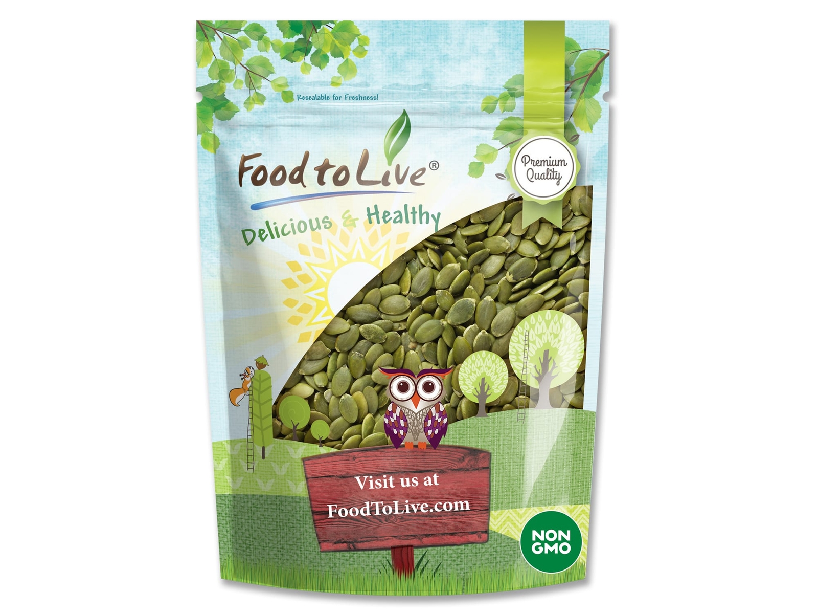 Raw Pepitas (Pumpkin Seeds), Non-GMO Verified – Kosher, Vegan – by Food To Live
