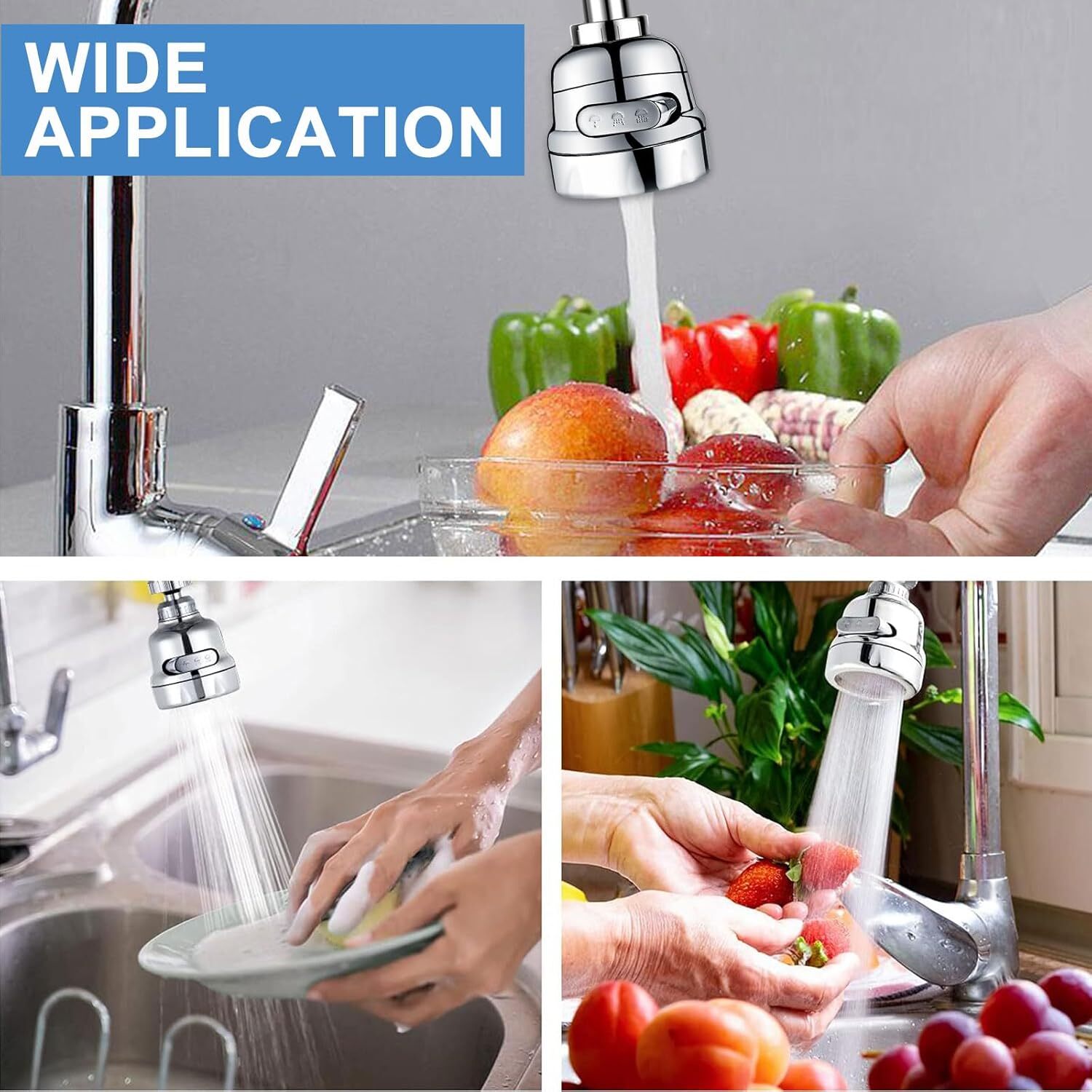 360 Degree Rotating Faucet Movable Kitchen Tap Head Water Saving Nozzle Sprayer
