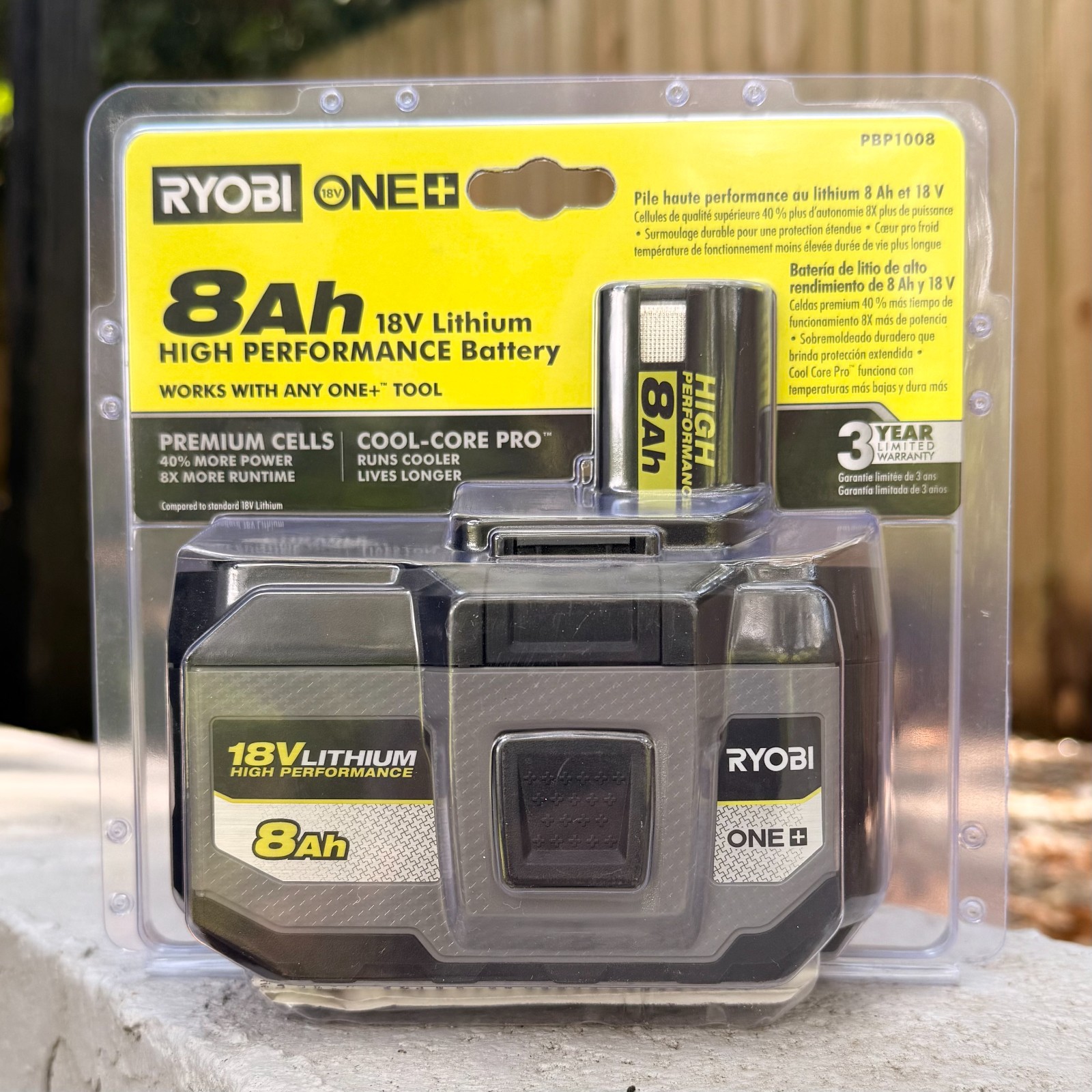 RYOBI PBP1008 One+ 8Ah High Performance 18v Battery NEW and GENUINE