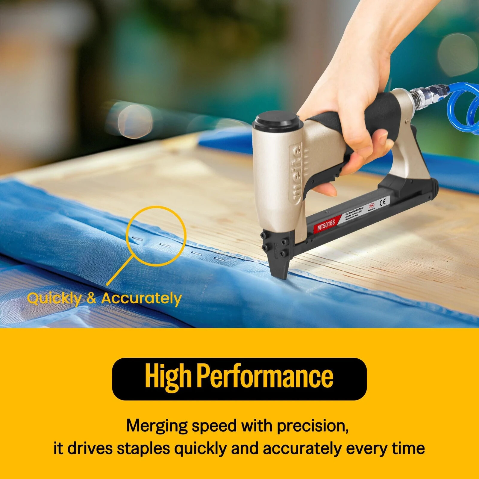 meite MT5016S Pneumatic Staple Gun 20Gauge 1/2″Crown 1/4″-5/8″Upholstery Stapler