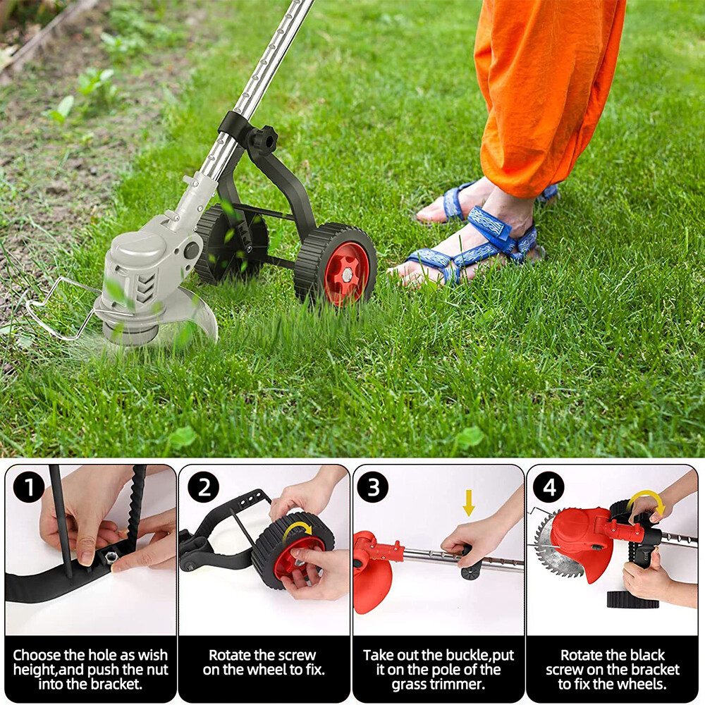 Universal Grass Rope Trimmer Weeder Stabilizing Adjustable Support Wheel Set NEW