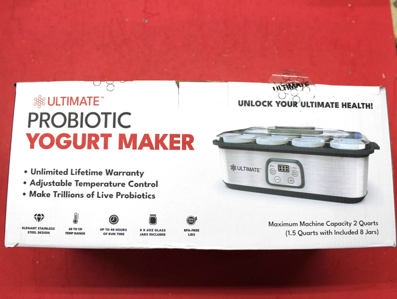 Ultimate Probiotic Yogurt Maker Adjustable Temperature Time Control, 8 Jars Open