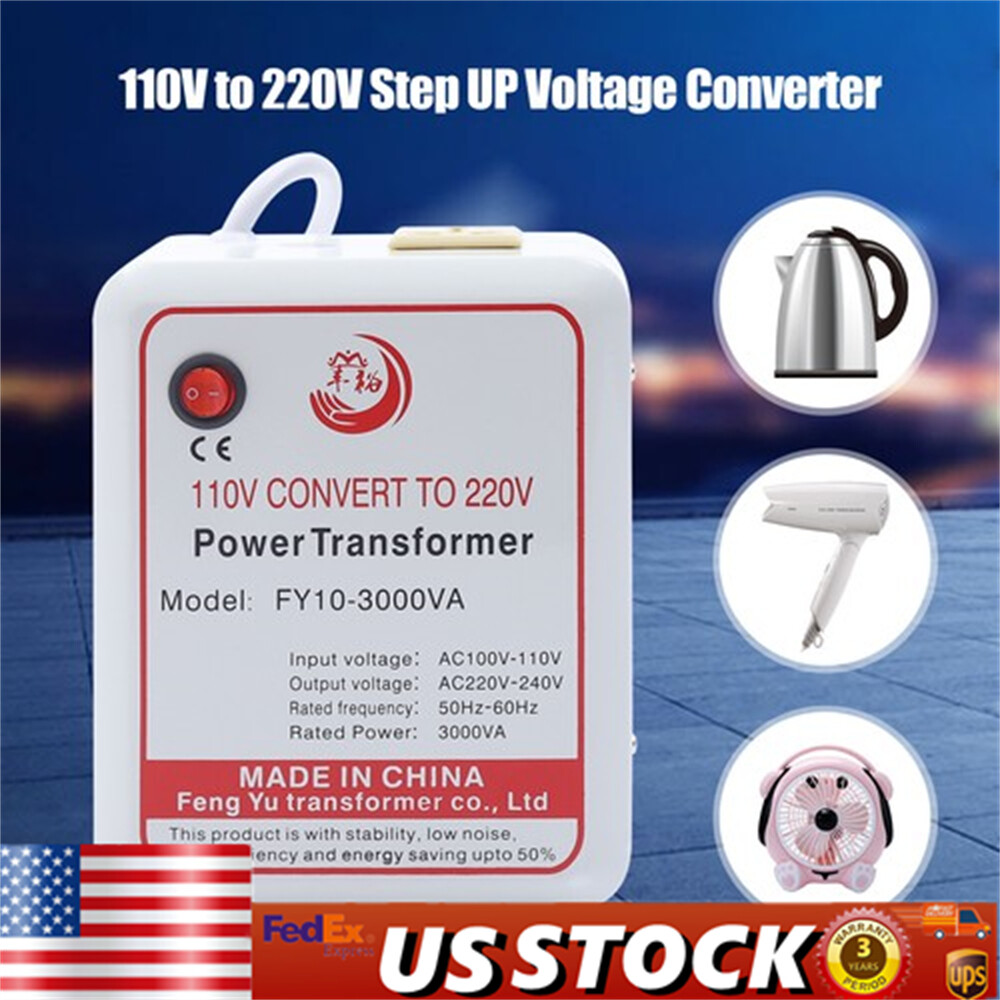 3000W Power Transformer Step Up Voltage Converter Adapter 110V-120V to 220V-240V