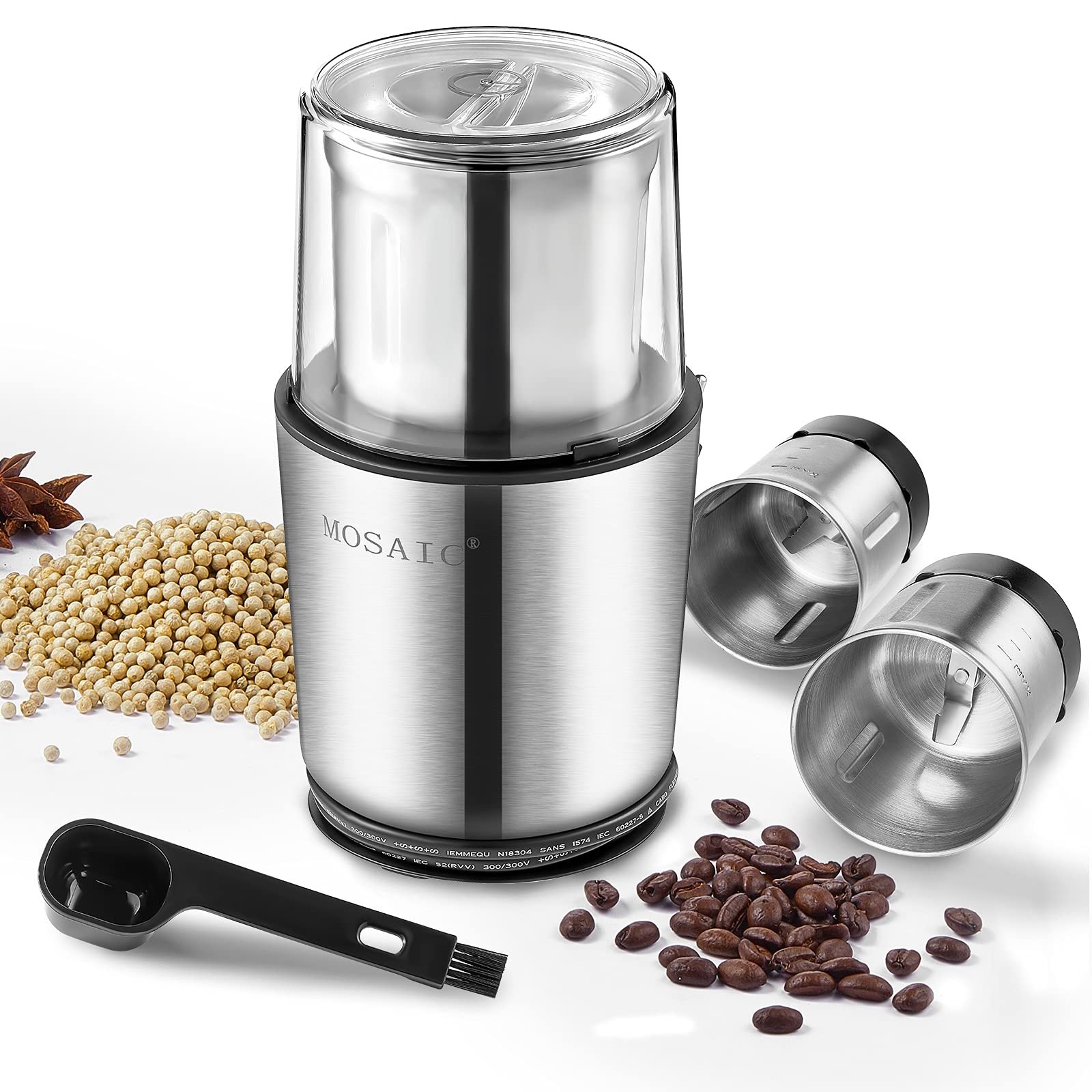Coffee Grinder Electric, MOSAIC Herb Grinder, Spice Blender and Espresso Grinder