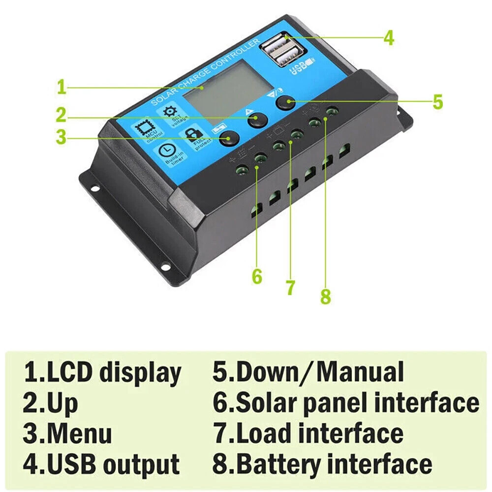 200 Watts Solar Panel Kit 100A 12V Battery Charger w/ Controller Caravan Boat RV