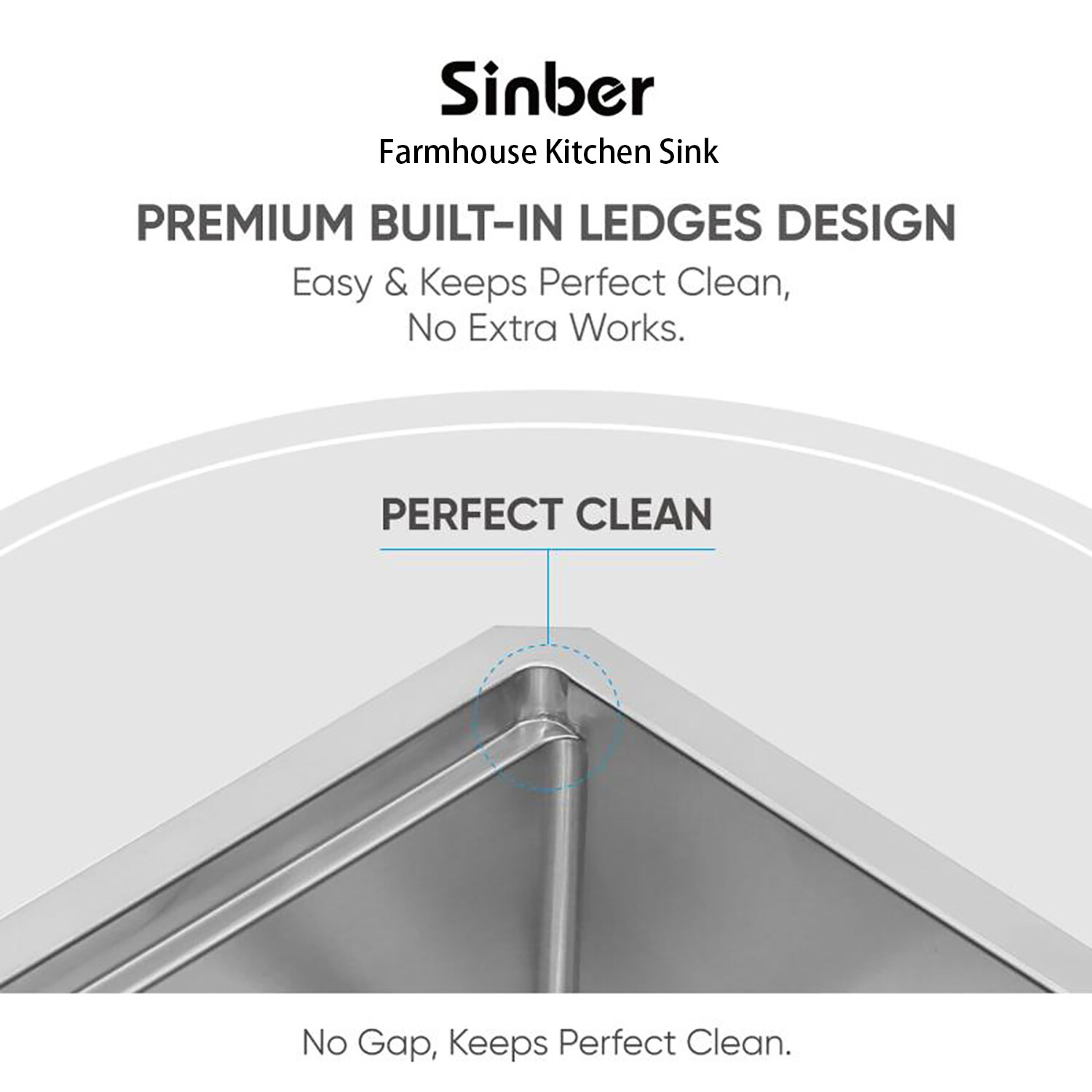 Sinber 30″ Undermount 16 Gauge Single Bowl Stainless Steel Kitchen Sink KSS0002S