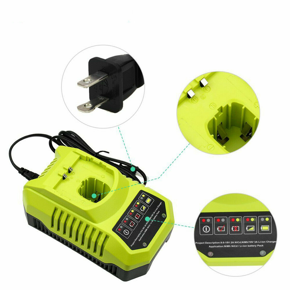 12V For Ryobi 12 Volt 3.6Ah 1311148 Ni-Mh Battery/Charger B-8286 BPT1025 RY-1204