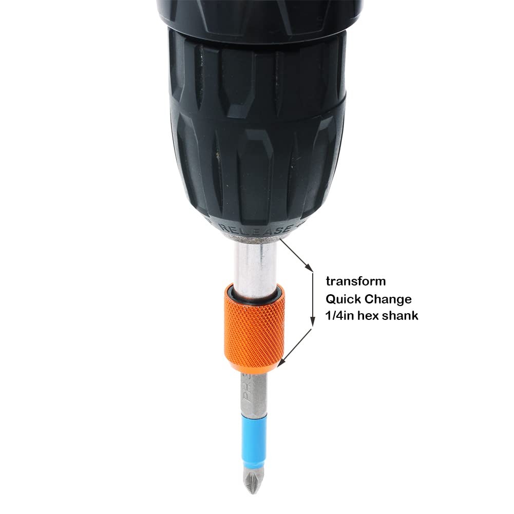 AUTOTOOLHOME 2 Pieces Quick Change Bit Holder Magnetic 1/4″ Hex 1/4, Orange