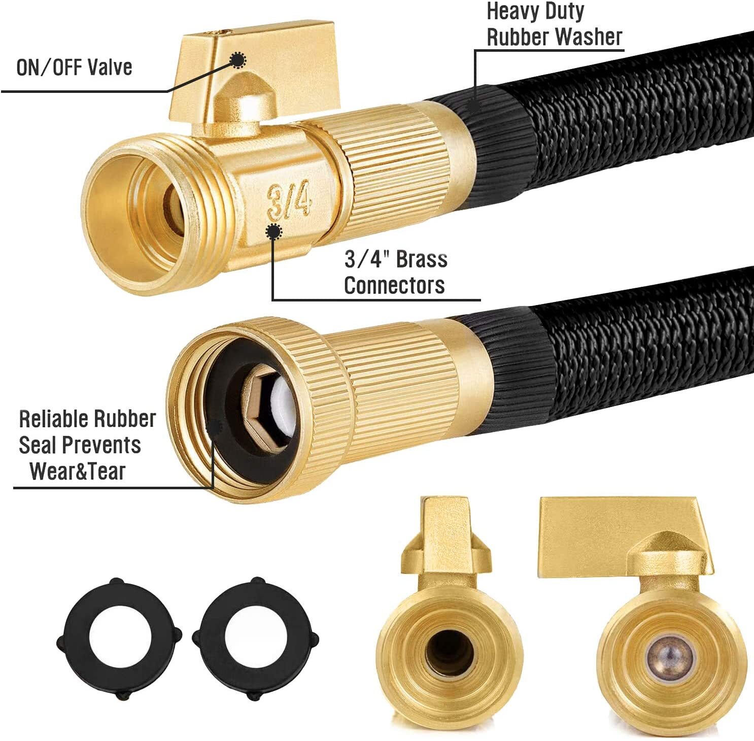 Garden Water Hose 50/75/100FT Deluxe Expandable Garden Hose Heavy Duty Flexible