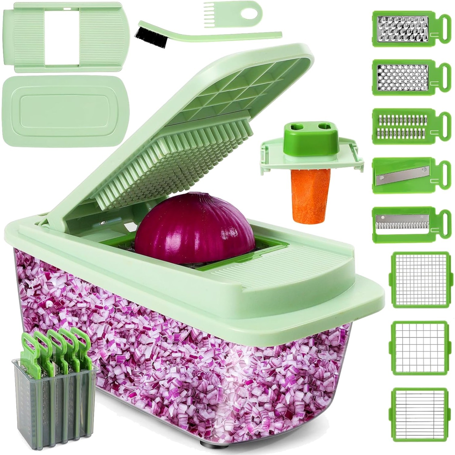 User-Friendly Onion Chopper with 8 Blades – Ideal for Healthy Cooking & Salads
