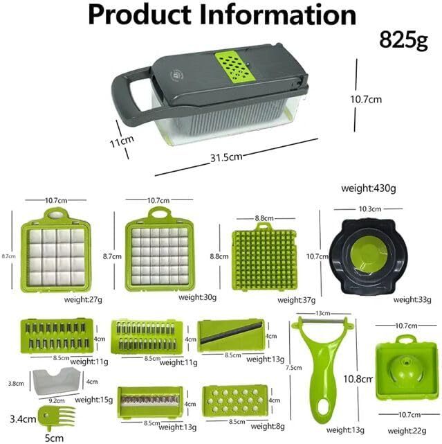 16-In-1 Vegetable Fruit Kitchen Chopper Cutter Food Onion Veggie Dicer Slicer US