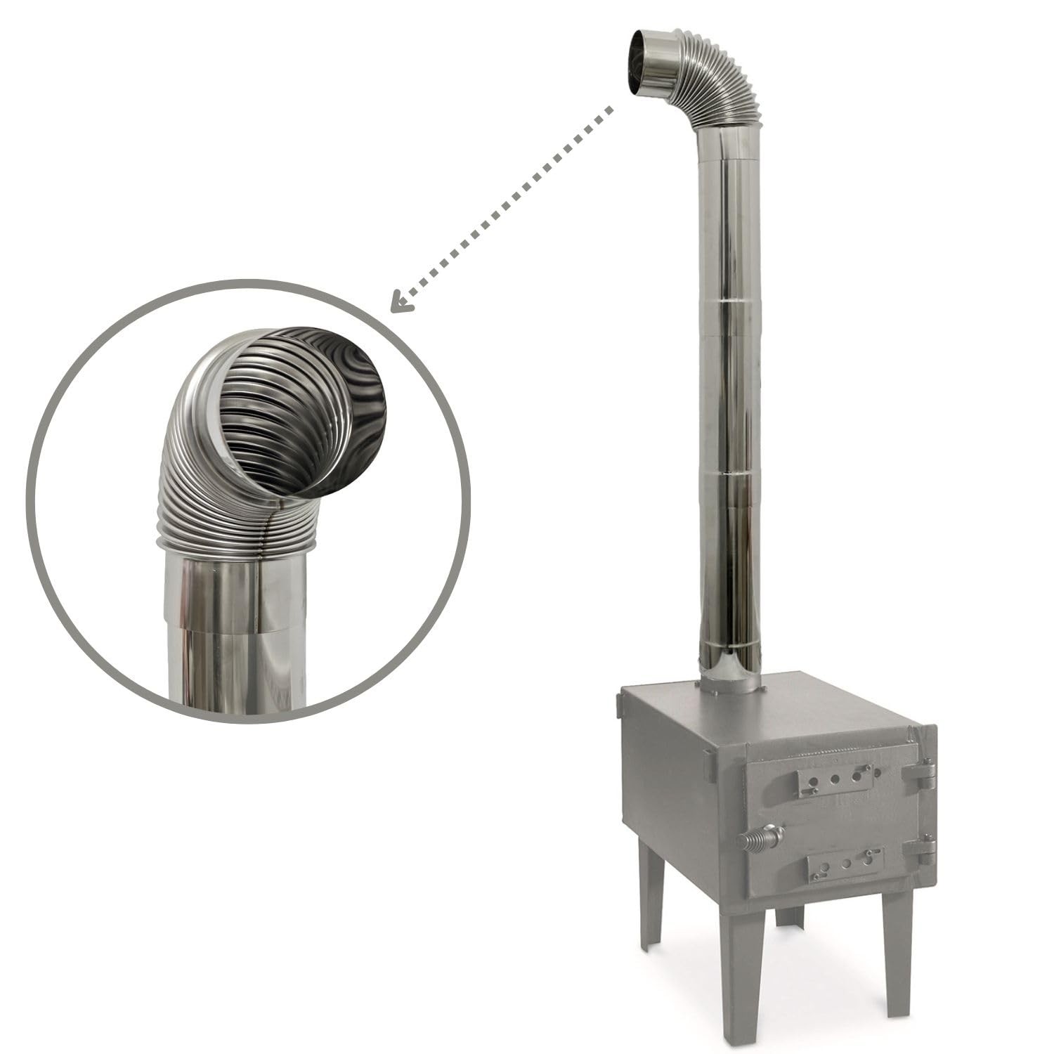 3.5in Wood Stove Pipe 1 pcs Stainless Steel 90 Degree Elbow Chimney Flue Exhaust