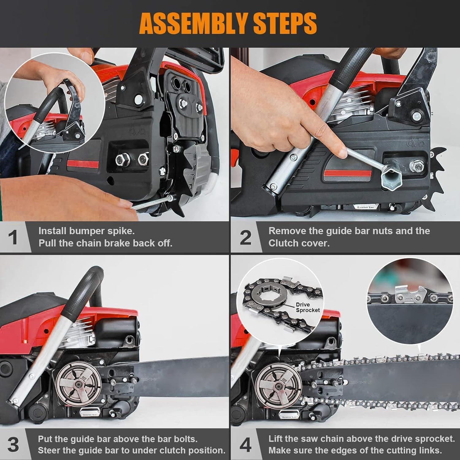 2-Stroke Gasoline Chainsaw 52 CC 20″ Bar Power Engine Wood Cutting Gas Chain Saw