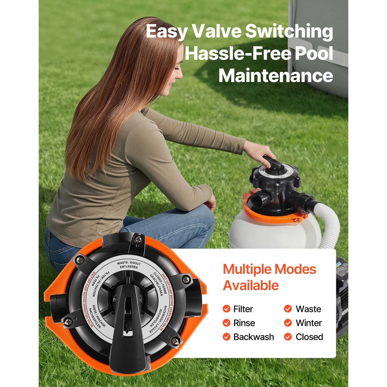 Uimoso 13″ Sand Filter Pump for Above-Ground Pools, 3500 GPH, 0.75HP with Timer