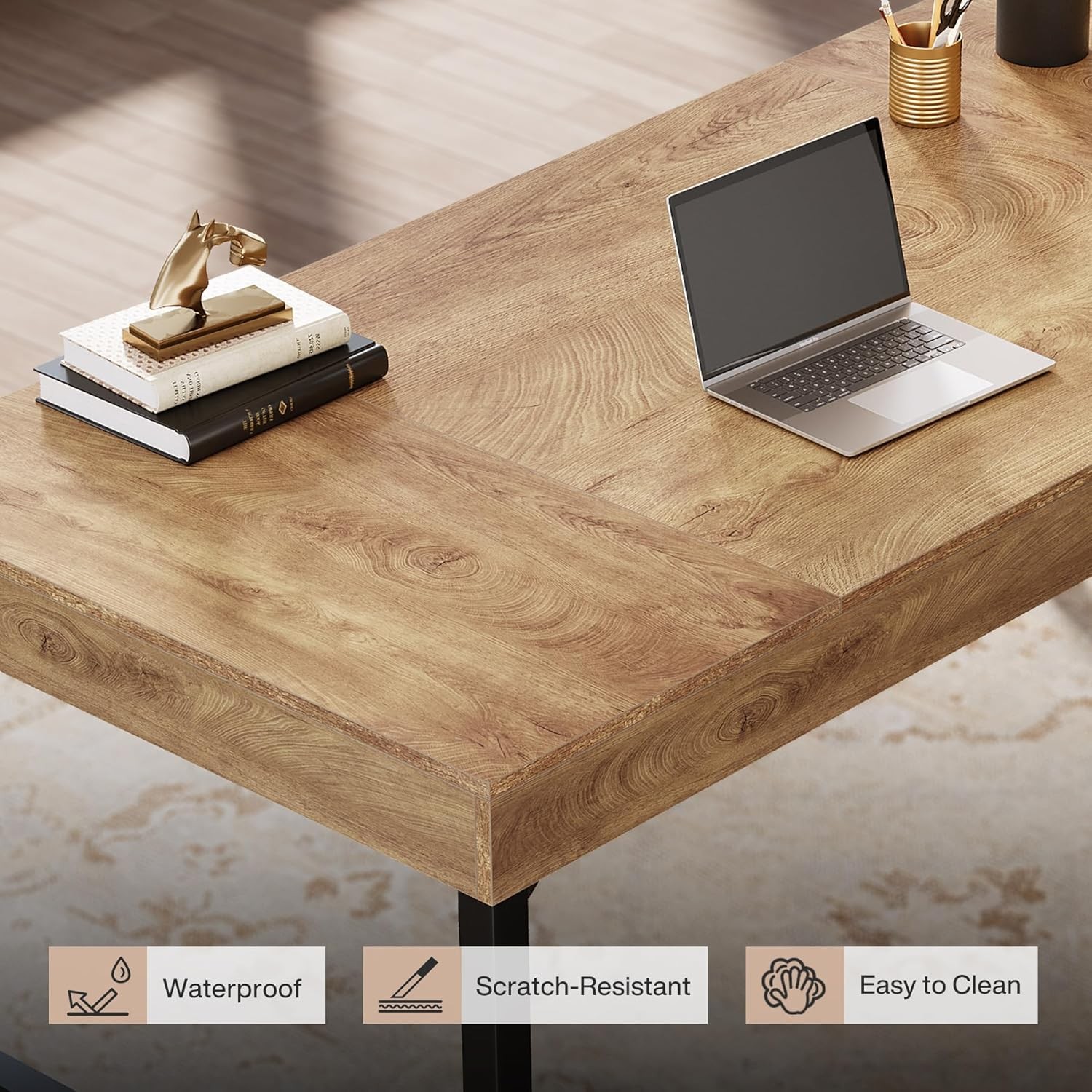 55″Industrial Executive Desk for Home Office, Rustic Simple Computer Laptop Desk