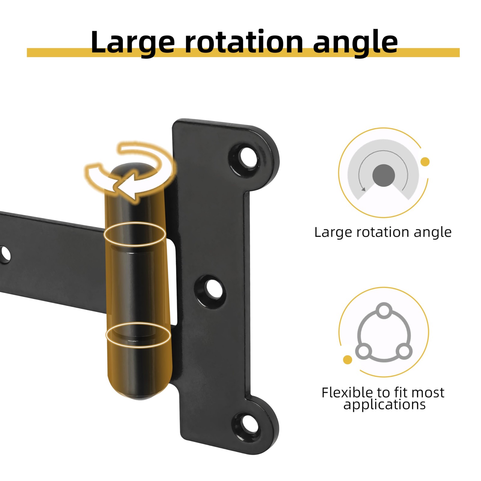 24in Heavy Duty gate Hinges 1760Lbs Capacity, 4 Pcs T-Strap 24 Inch, Black