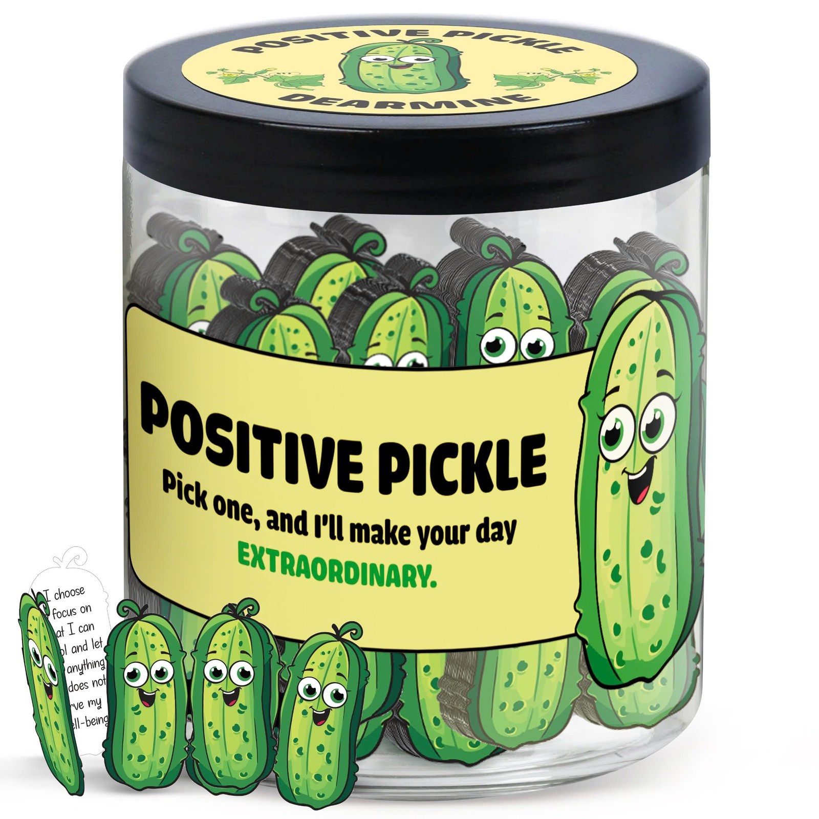 60 Positive Pickle Cards Jar, Birthday Gifts for Women, Teens, Adults, Back t…
