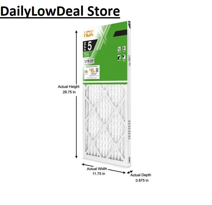 12 X 30 X 1 Standard Pleated Air Filter FPR 5 Furnace AC
